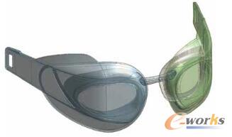 圖3 速比濤利用ANSYS DesignModeler優化新一代泳鏡的總體外形,包括透鏡與眼睛的相對位置、鼻梁架設計和契合度、側壁組成以及泳鏡密封性