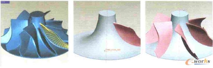 DSSP軟件中的NURBS表面測量(左圖),將NURBS表面圖形測量數據引入CAD,并進行造型處理