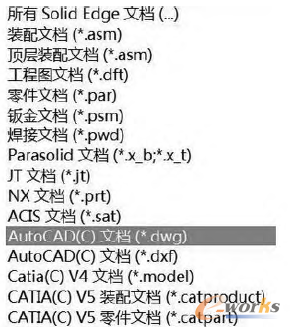 圖8 Solid Edge支持的數(shù)據(jù)格式